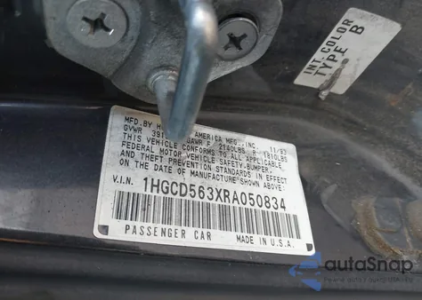 1994 Honda Accord Lx/Ex из США, поврежденный, VIN 1HGCD563XRA050834